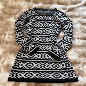 Black and White Patterned Women's Dress